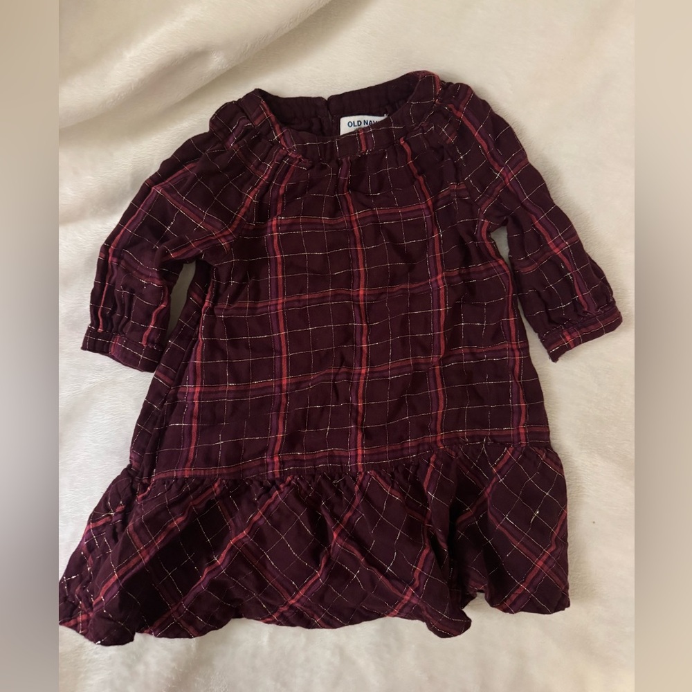 Old Navy Burgundy Plaid Kids Dress